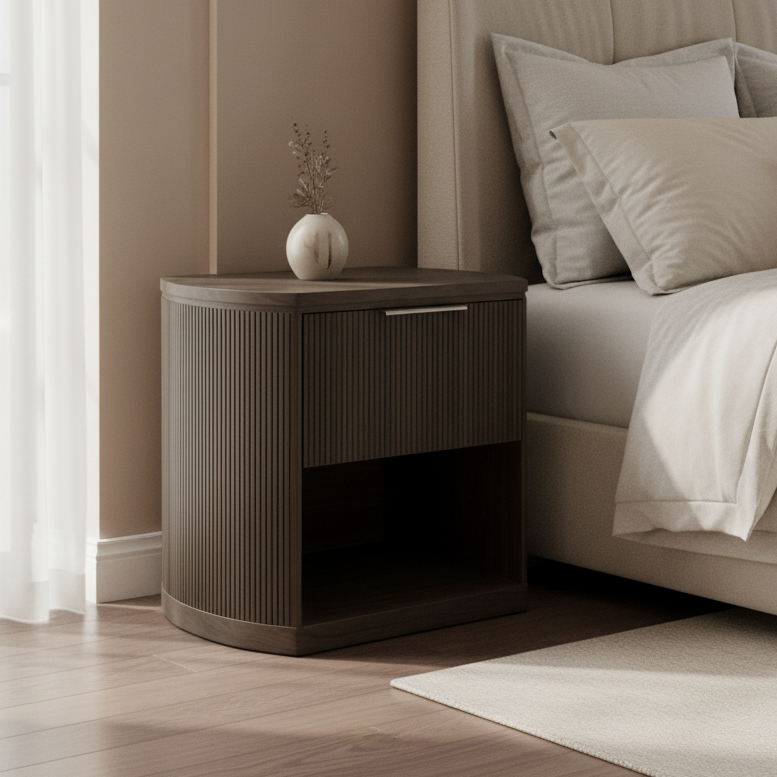 Sylvie 1-Drawer Nightstand with Touch Light in Dark BrownLED Nightstands| Roots Furniture