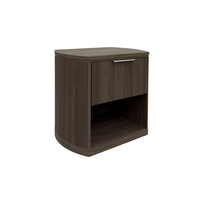 Sylvie 1 - Drawer Nightstand with Touch Light in Dark BrownLED - Al Rugaib Furniture