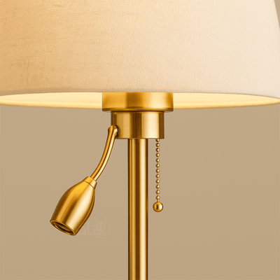 Table Lamp with Light Fabric Shade and Flexible Reading Arm in Elegant Gold - Al Rugaib Furniture