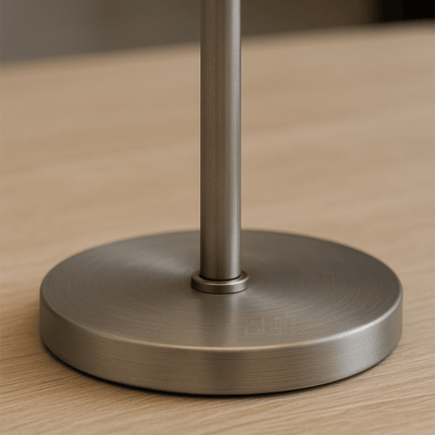 Table Lamp with Light Fabric Shade and Flexible Reading Arm in Elegant Silver - Al Rugaib Furniture