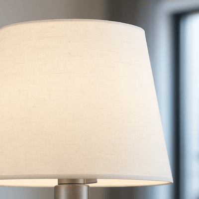Table Lamp with Light Fabric Shade and Flexible Reading Arm in Elegant Silver - Al Rugaib Furniture