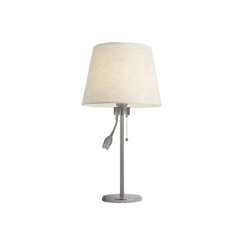 Table Lamp with Light Fabric Shade and Flexible Reading Arm in Elegant Silver - Al Rugaib Furniture