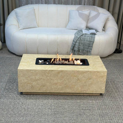 Table with Built - In Charcoal Fire Pit – Light Beige – 120×60×40 cm - Al Rugaib Furniture