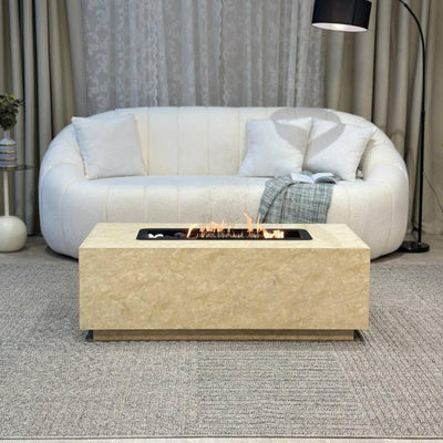 Table with Built - In Charcoal Fire Pit – Light Beige – 120×60×40 cm - Al Rugaib Furniture
