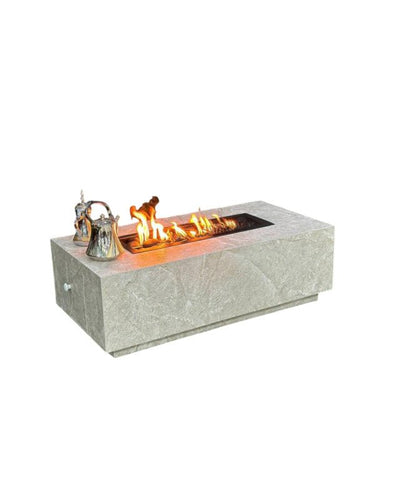 Table with Built - In Charcoal Fire Pit – Marble Grey – 120×60×40 cm - Al Rugaib Furniture