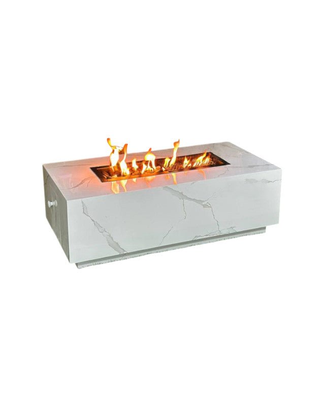 Table with Built - In Charcoal Fire Pit – White Marble – 120×60×40 cm - Al Rugaib Furniture