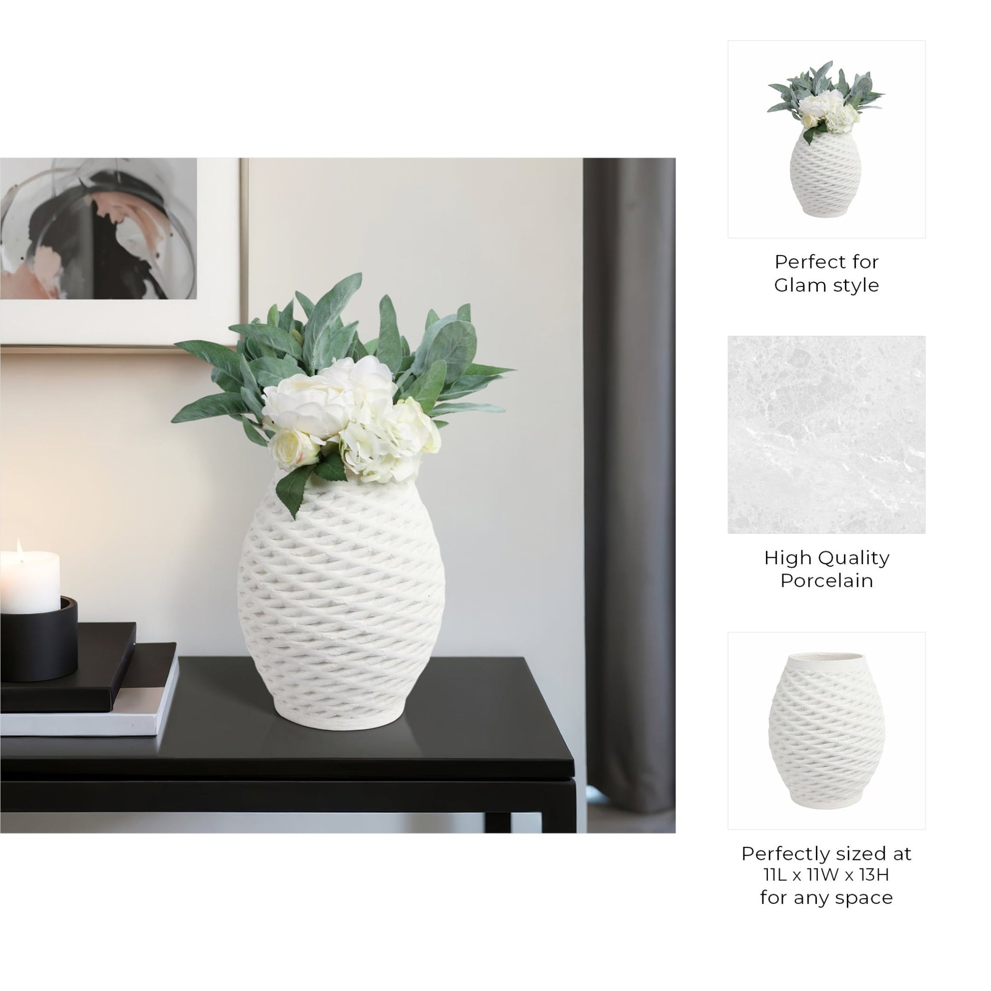 talland 3d Printed Porcelain Vase, Ivory Vases and Jars| Sagebrook Home