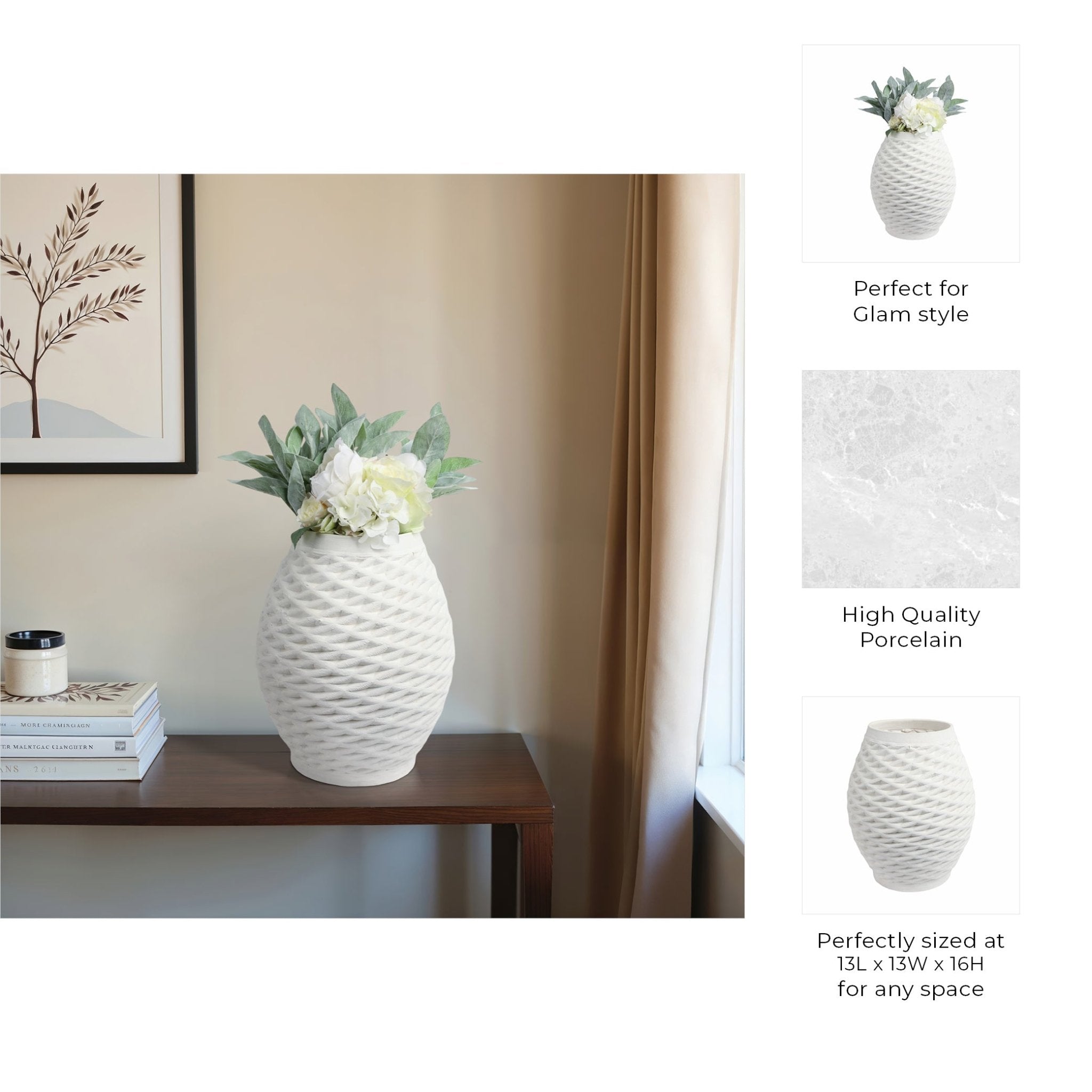 talland 3d Printed Porcelain Vase, Ivory Vases and Jars| Sagebrook Home