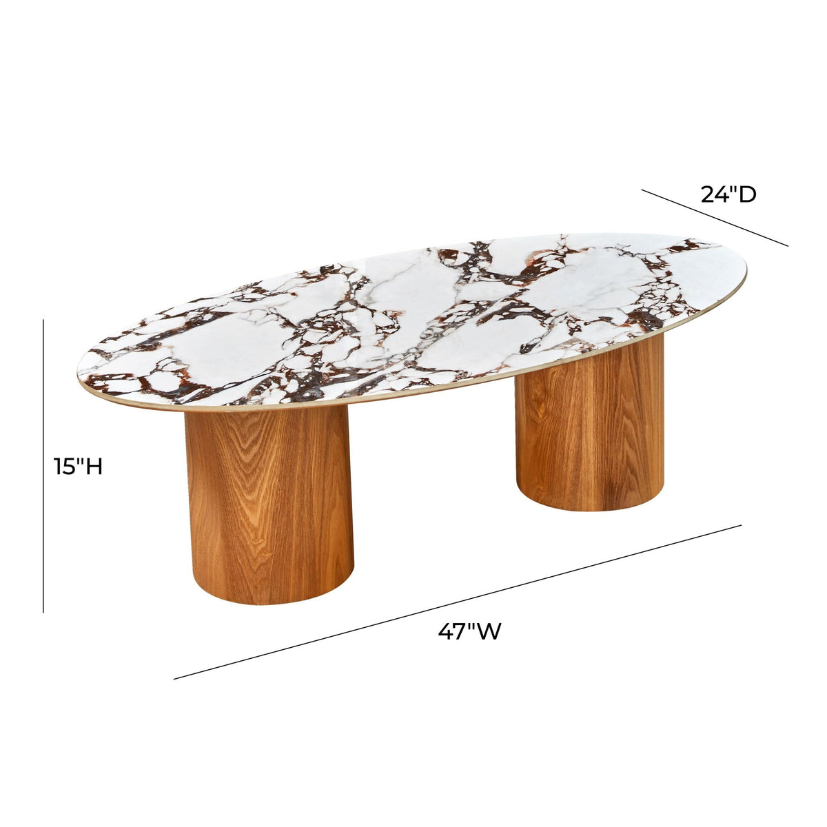 Tamara Marble Ceramic Oval Coffee Table Coffee Tables| TOV