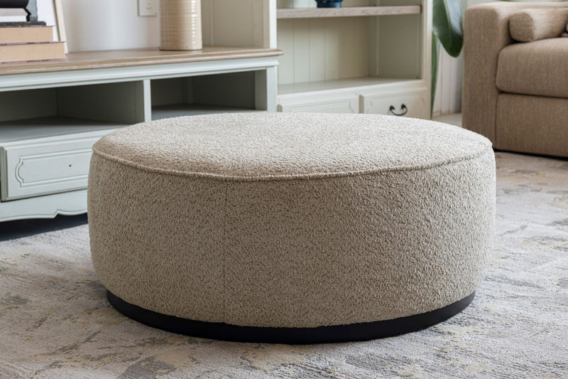 Tan Boucle Ottoman W91xH36cm - Al Rugaib Furniture