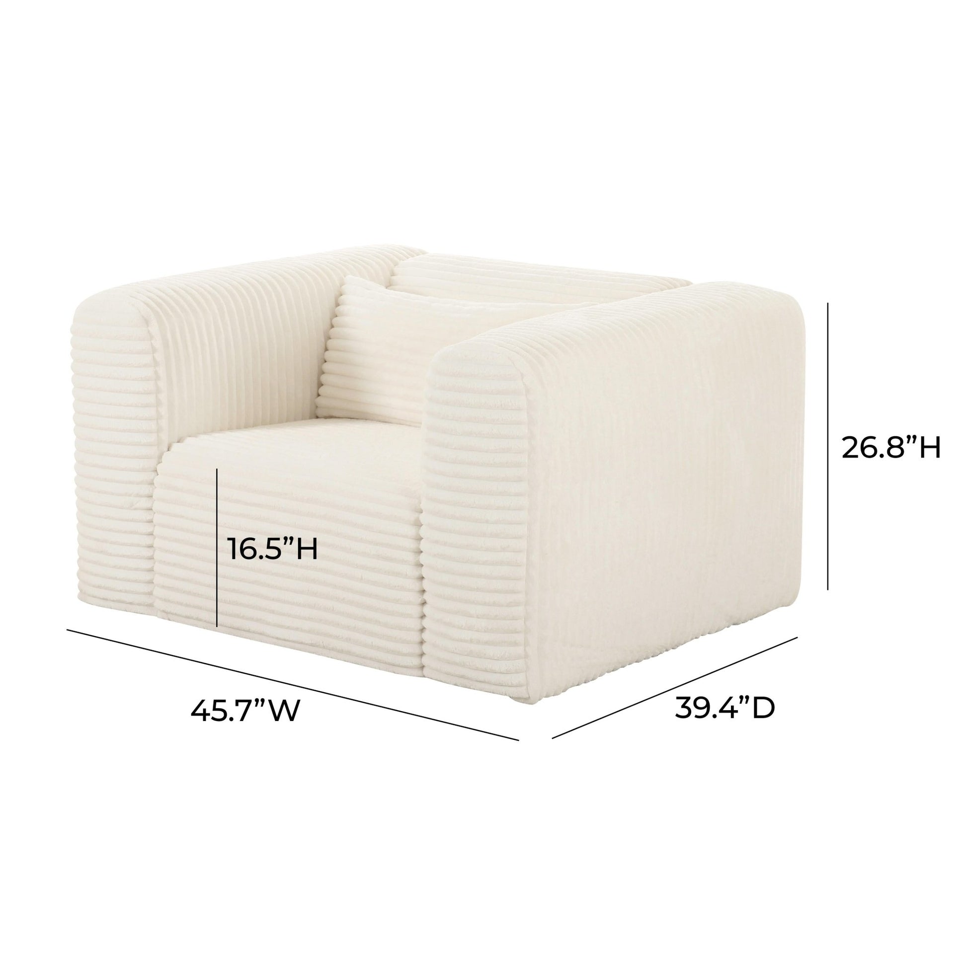 Tarra Fluffy Oversized Cream Corduroy Armchair Chairs| TOV
