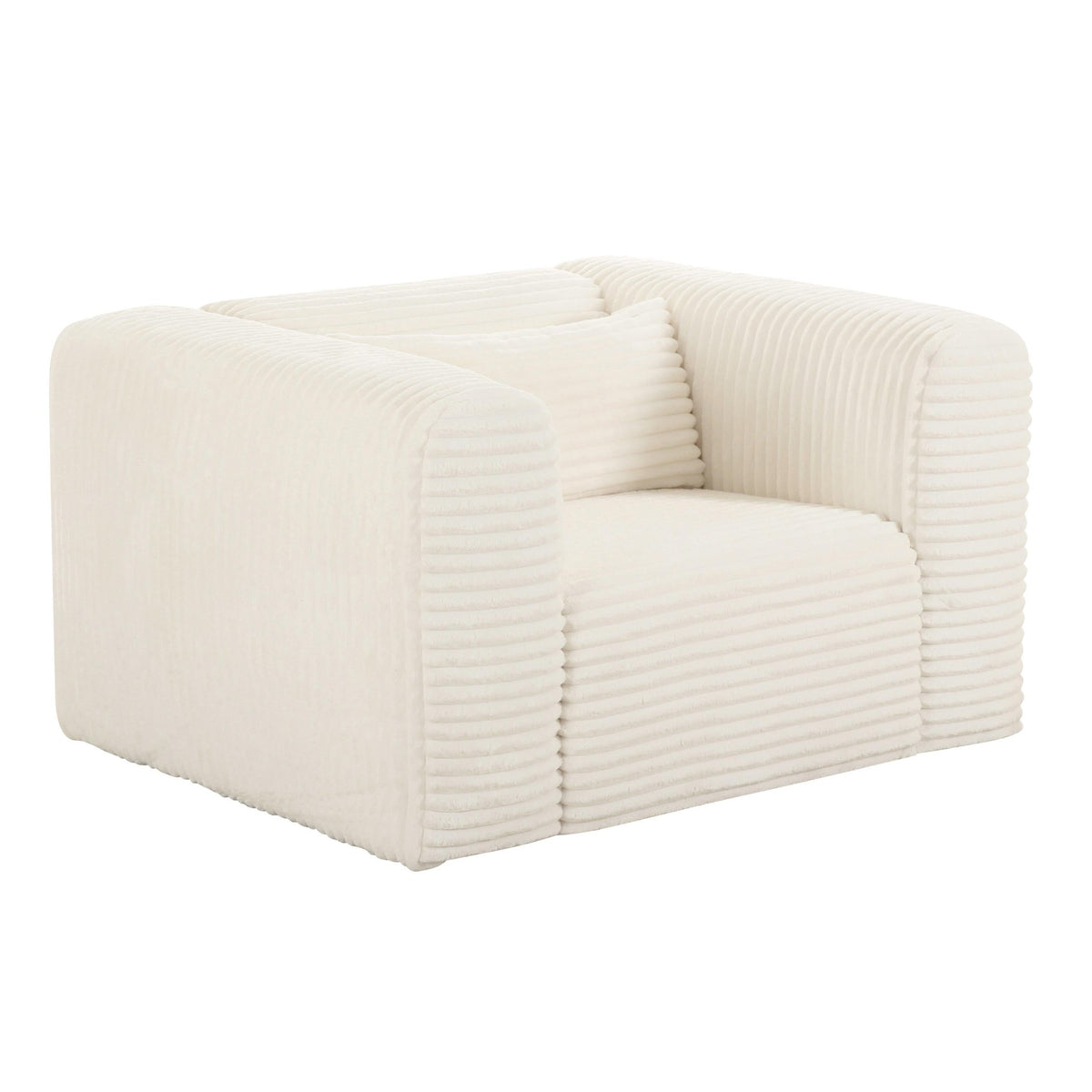 Tarra Fluffy Oversized Cream Corduroy Armchair Chairs| TOV