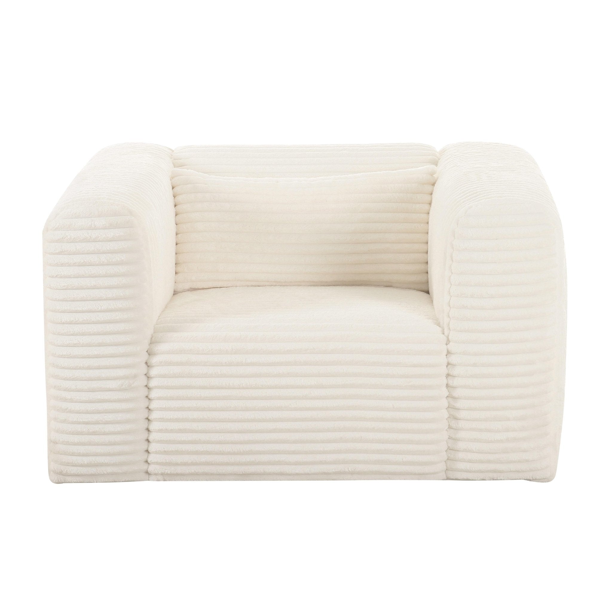 Tarra Fluffy Oversized Cream Corduroy Armchair Chairs| TOV