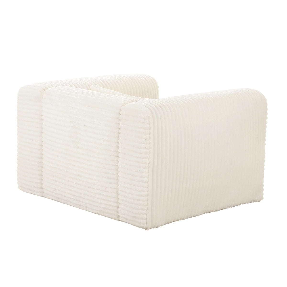 Tarra Fluffy Oversized Cream Corduroy Armchair Chairs| TOV