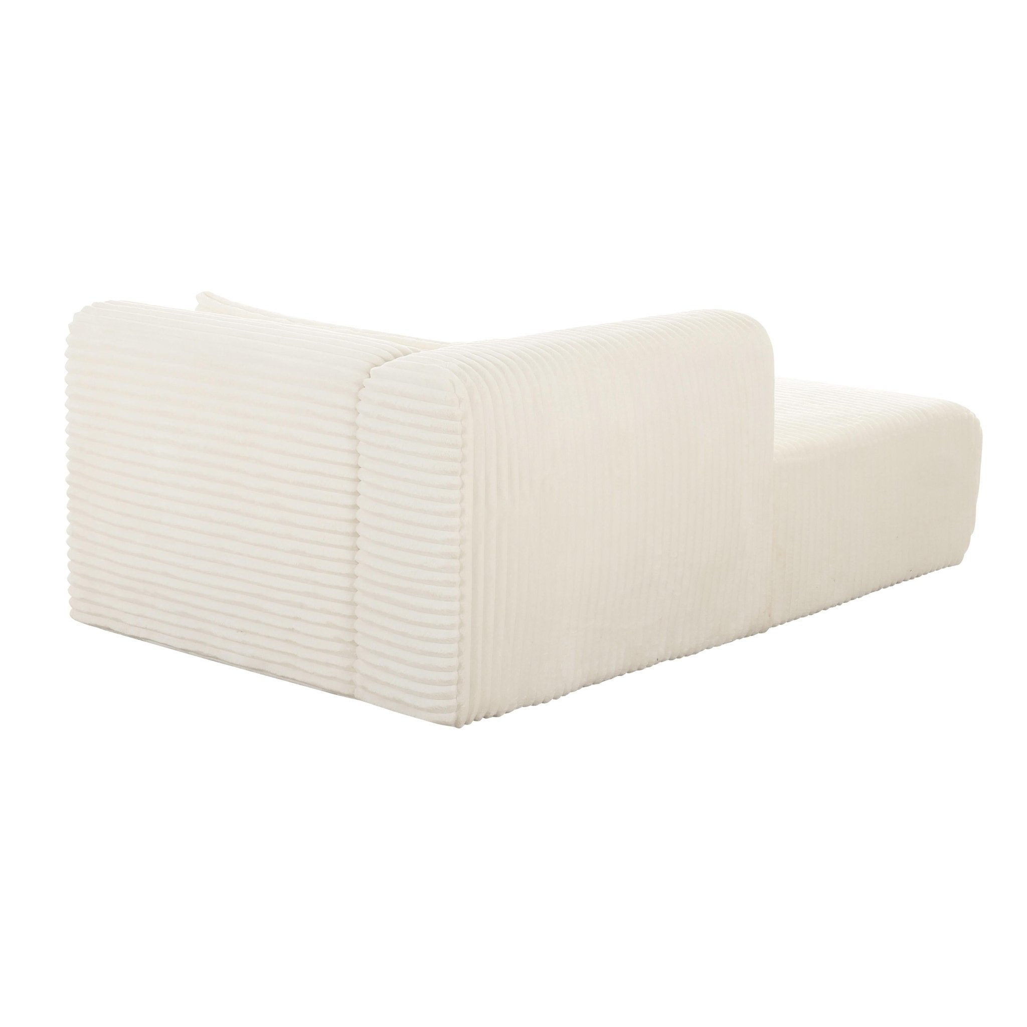 Tarra Fluffy Oversized Cream Corduroy Modular LAF Chaise Chaises| TOV
