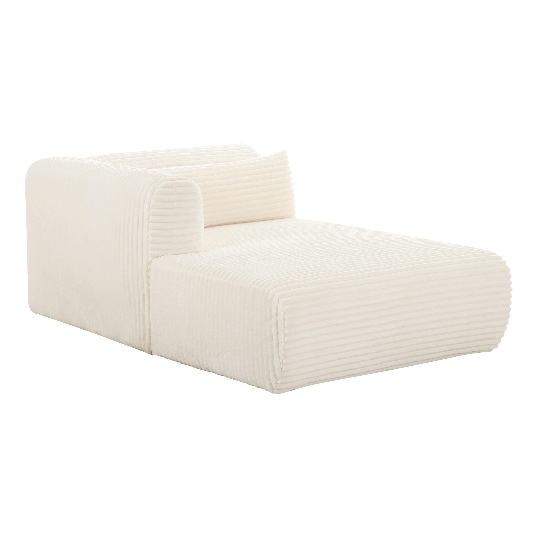 Tarra Fluffy Oversized Cream Corduroy Modular LAF Chaise Chaises| TOV