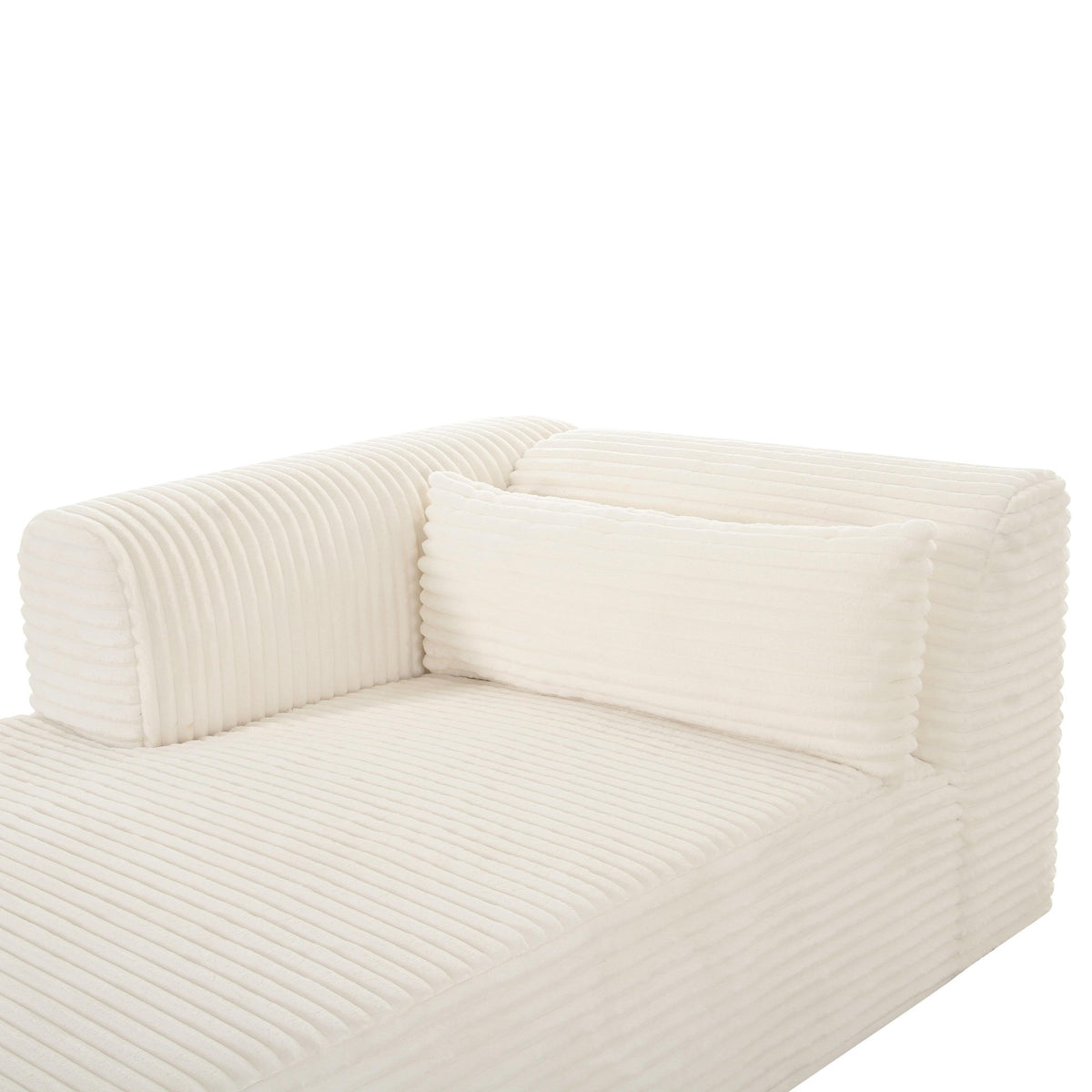 Tarra Fluffy Oversized Cream Corduroy Modular LAF Chaise Chaises| TOV