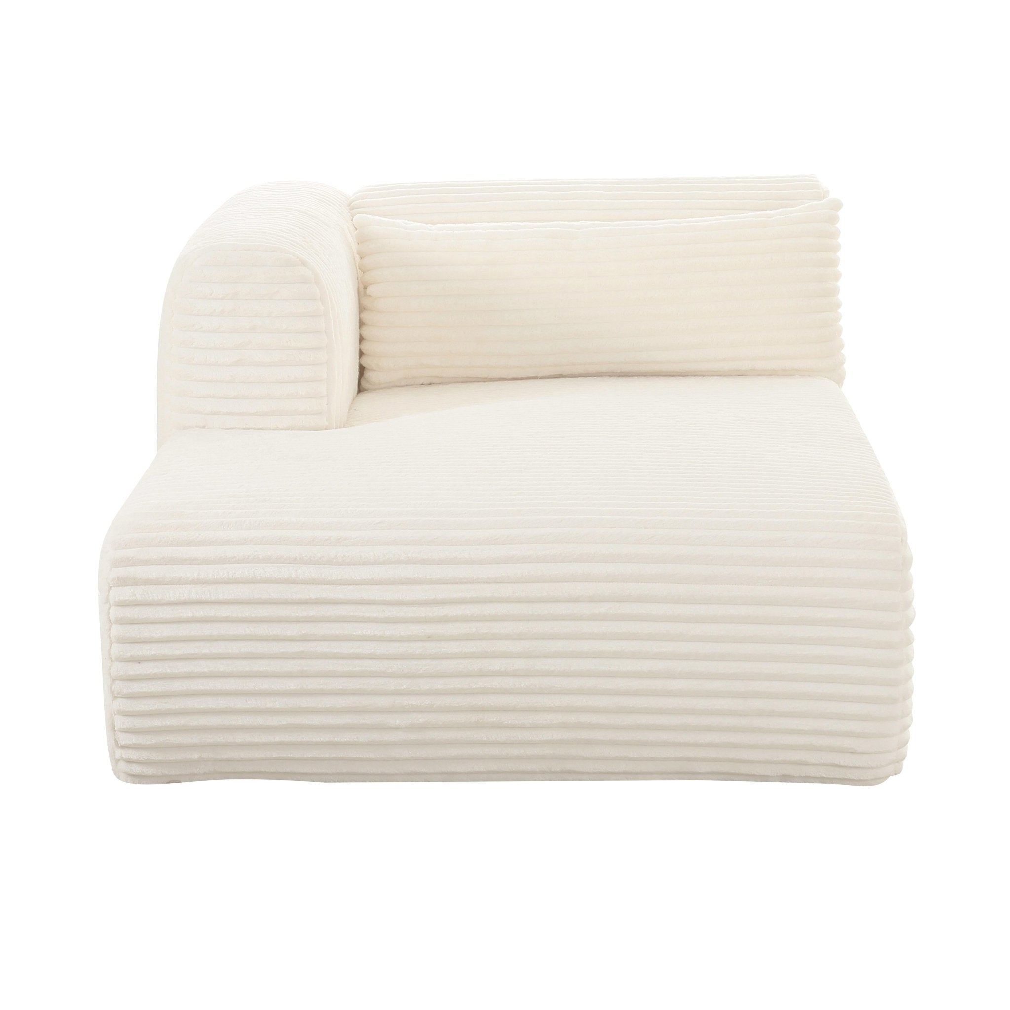Tarra Fluffy Oversized Cream Corduroy Modular LAF Chaise Chaises| TOV
