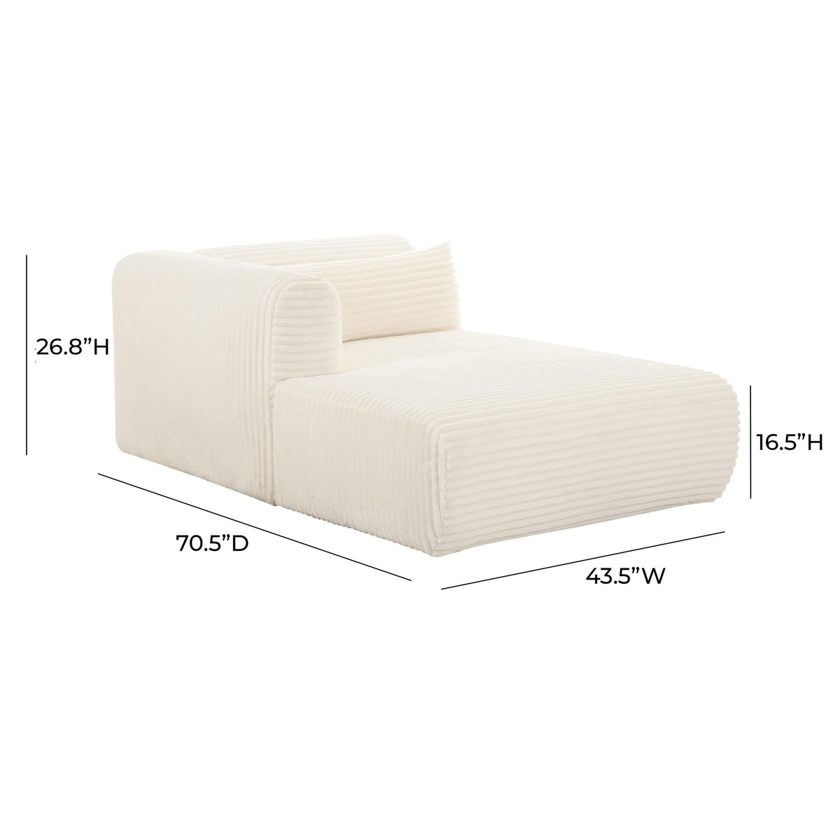 Tarra Fluffy Oversized Cream Corduroy Modular LAF Chaise Chaises| TOV