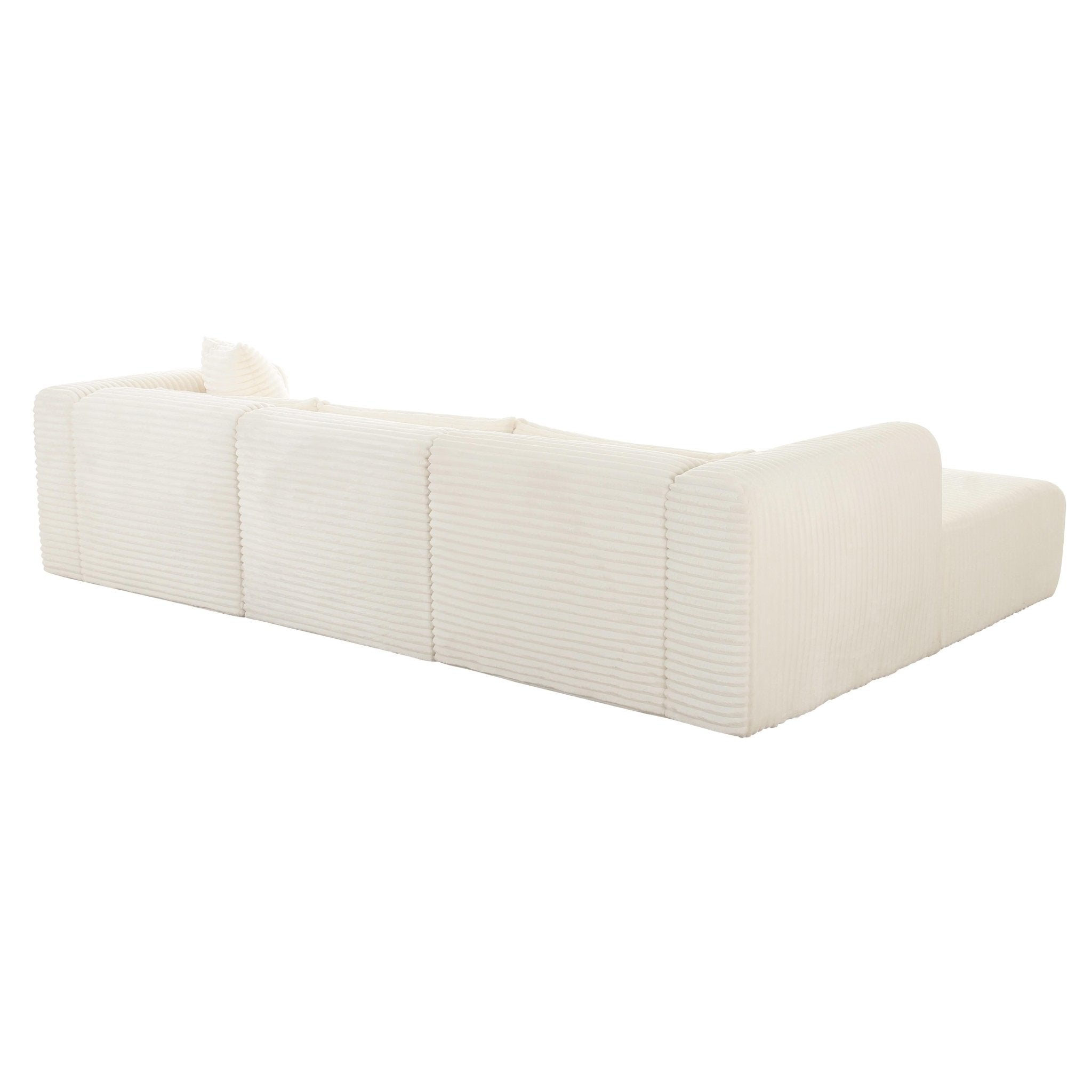 Tarra Fluffy Oversized Cream Corduroy Modular LAF Sectional Sectionals| TOV