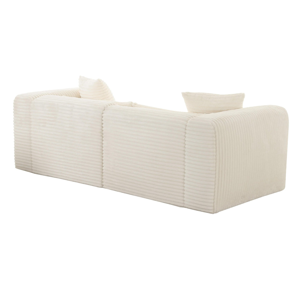Tarra Fluffy Oversized Cream Corduroy Modular Loveseat Sofas & Loveseats| TOV