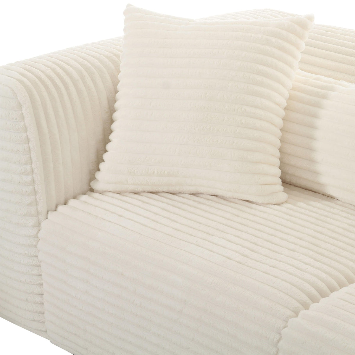 Tarra Fluffy Oversized Cream Corduroy Modular Loveseat Sofas & Loveseats| TOV