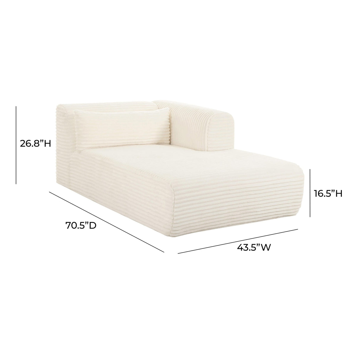 Tarra Fluffy Oversized Cream Corduroy Modular RAF Chaise Chaises| TOV