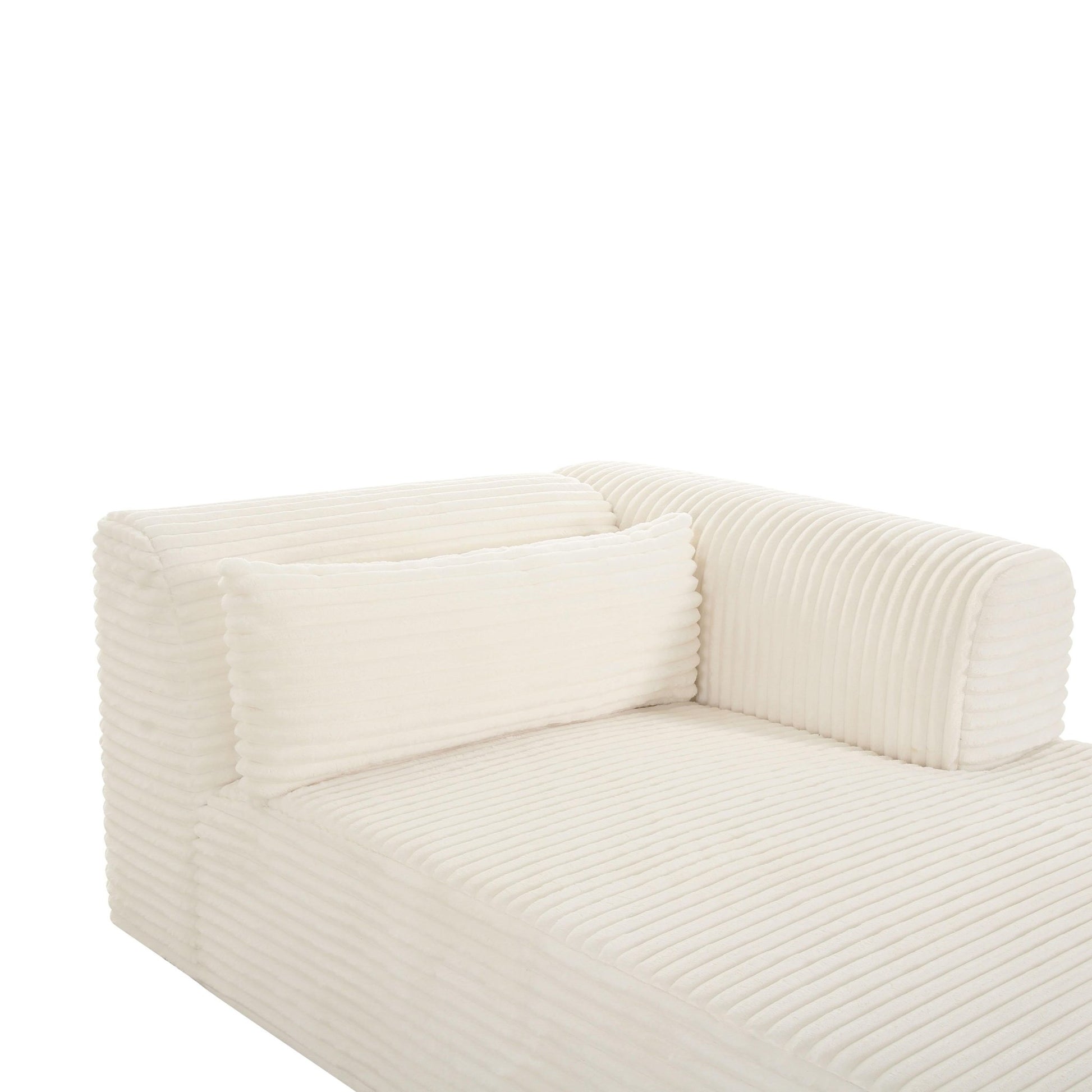 Tarra Fluffy Oversized Cream Corduroy Modular RAF Chaise Chaises| TOV