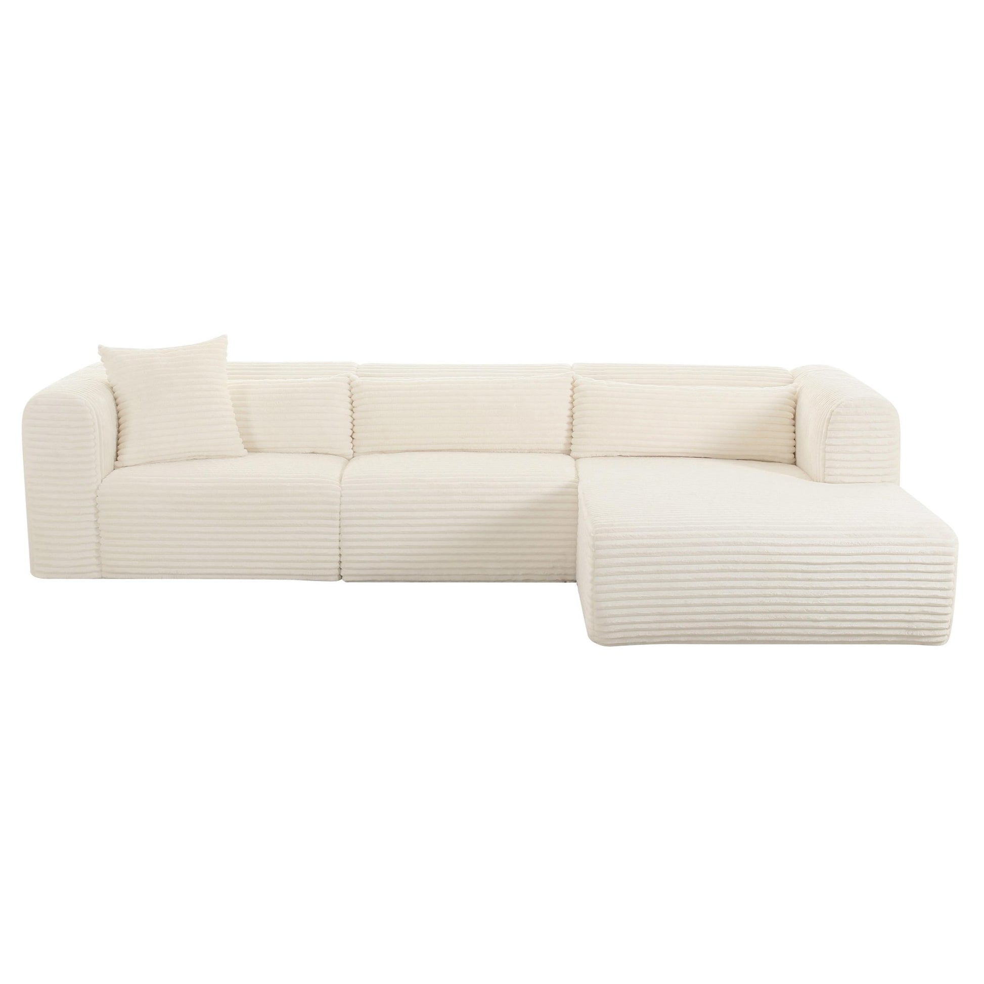 Tarra Fluffy Oversized Cream Corduroy Modular RAF Sectional Sectionals| TOV