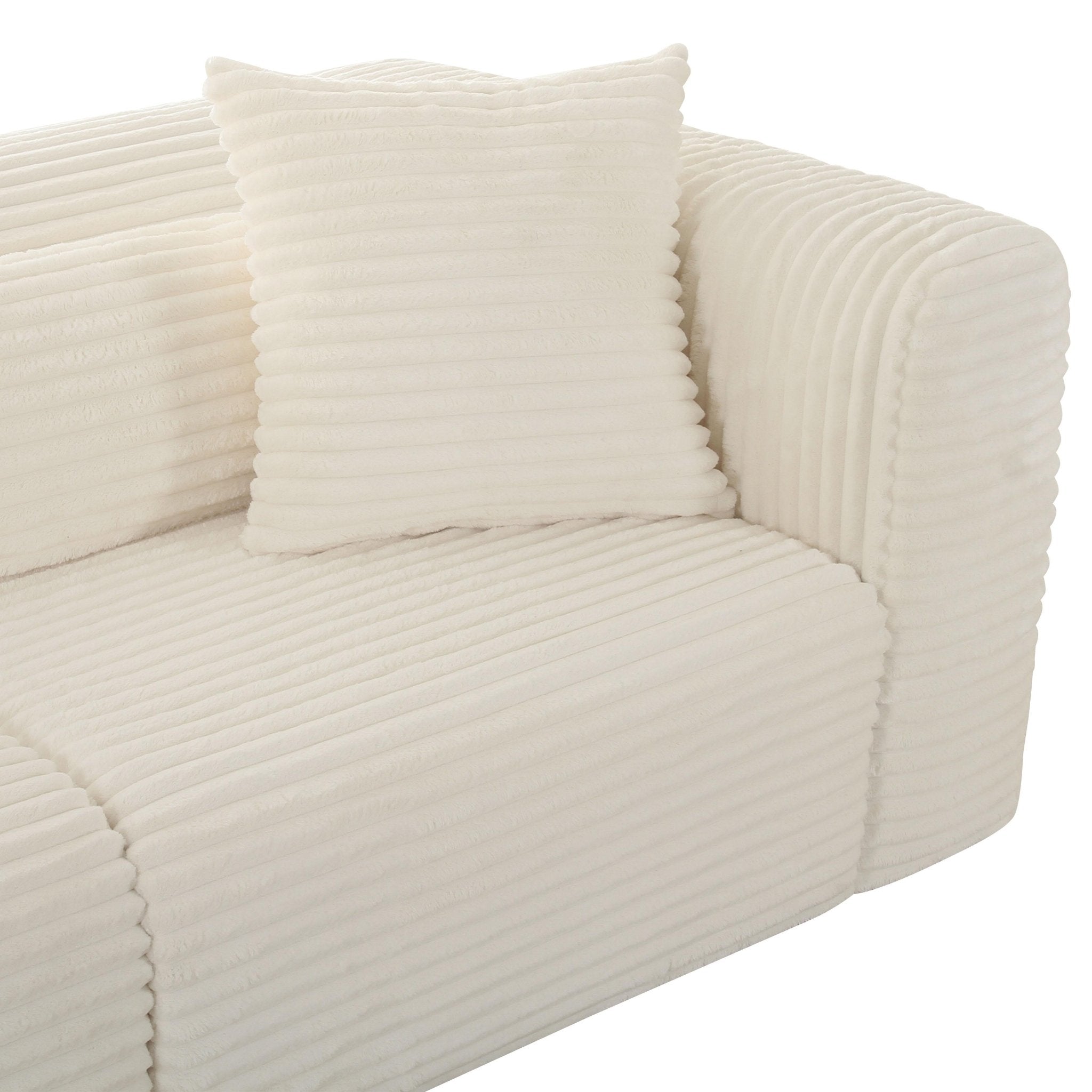 Tarra Fluffy Oversized Cream Corduroy Modular Sofa Sofas & Loveseats| TOV
