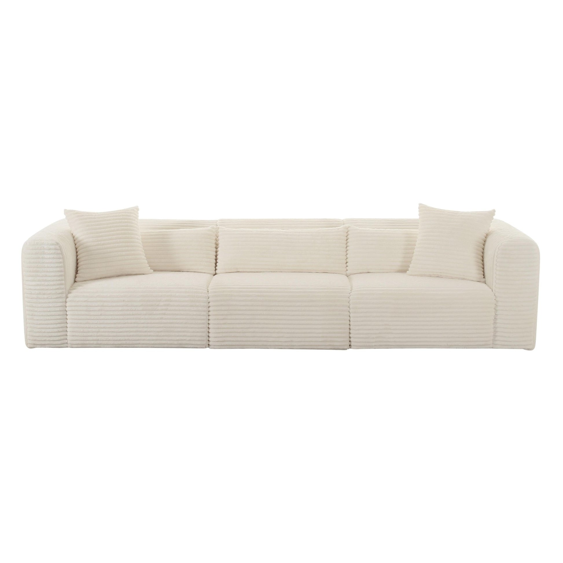 Tarra Fluffy Oversized Cream Corduroy Modular Sofa Sofas & Loveseats| TOV