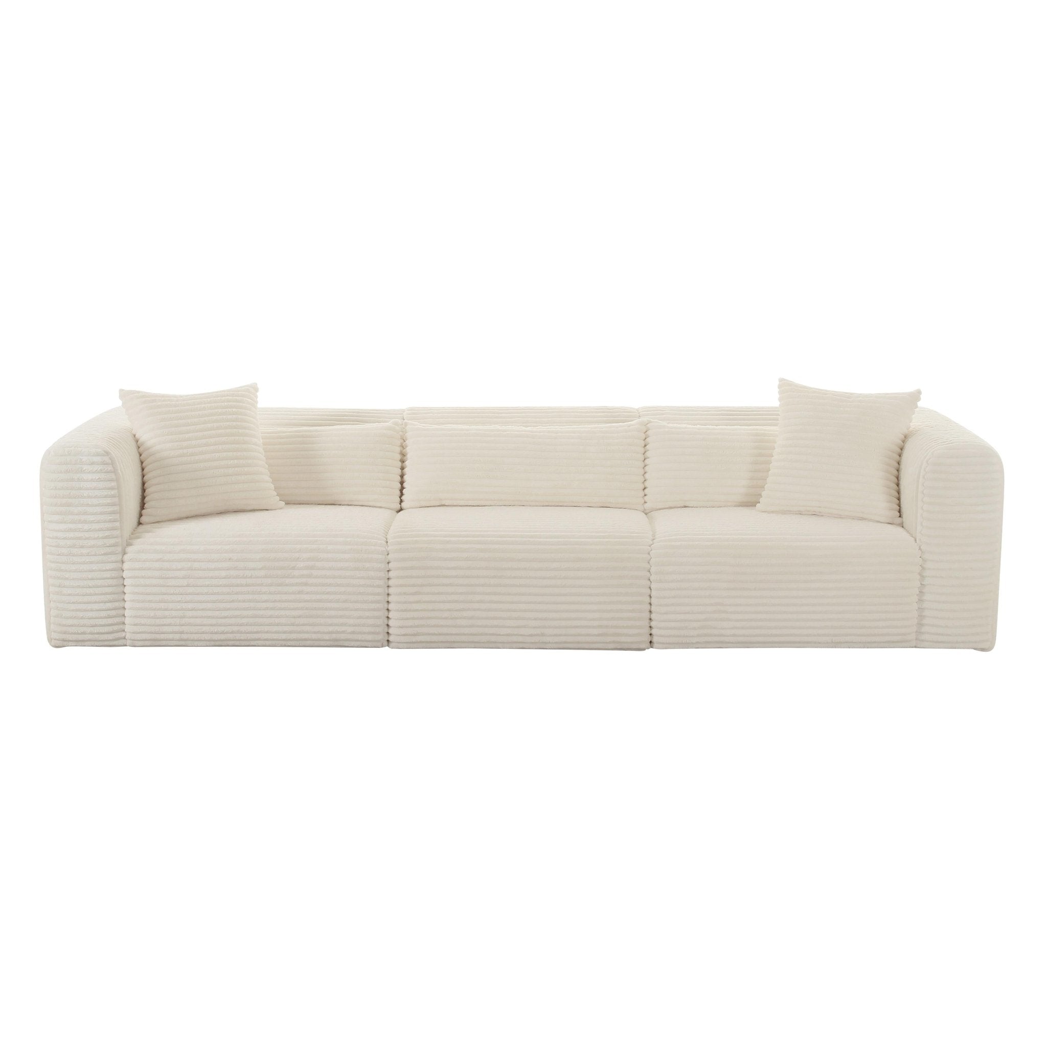 Tarra Fluffy Oversized Cream Corduroy Modular Sofa Sofas & Loveseats| TOV