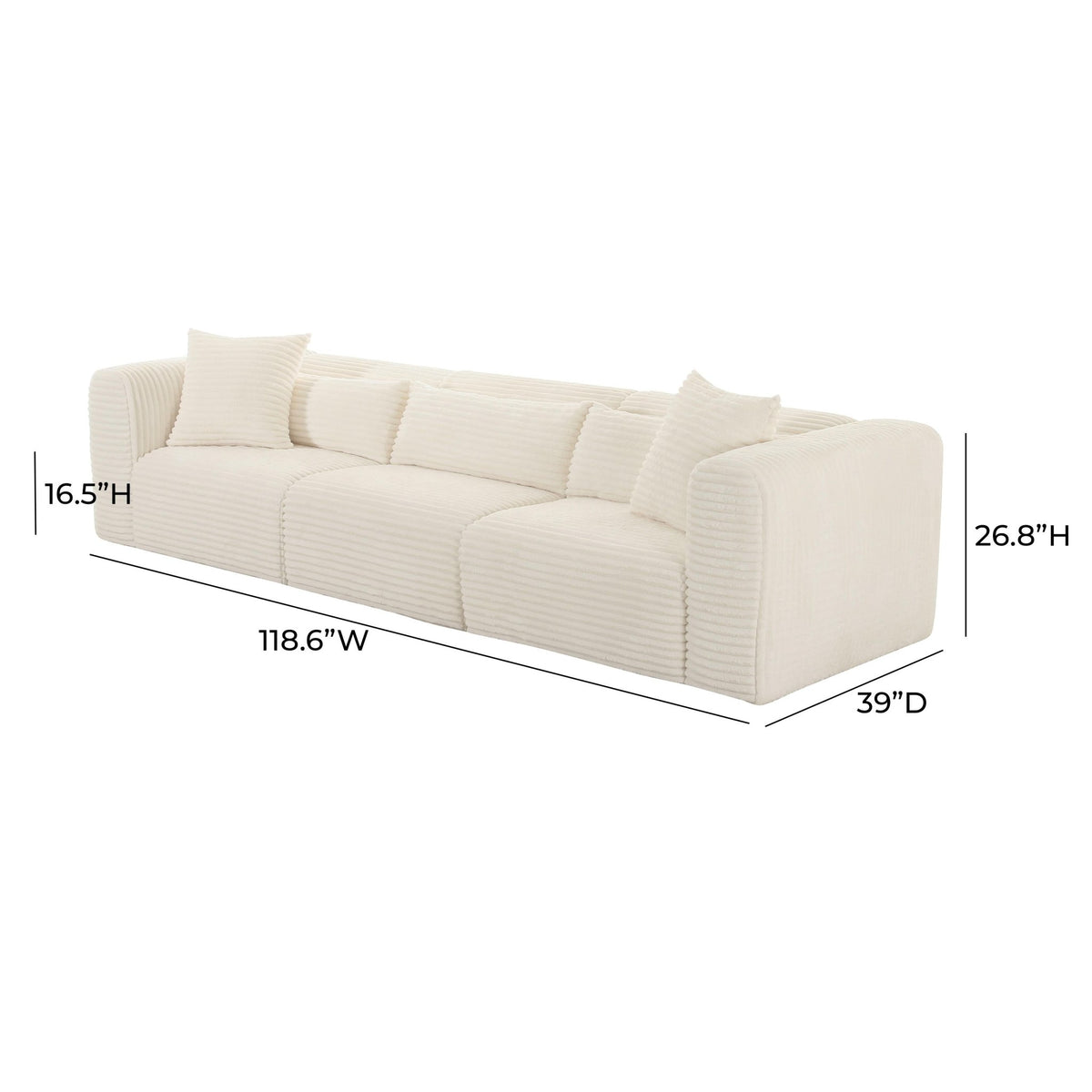 Tarra Fluffy Oversized Cream Corduroy Modular Sofa Sofas & Loveseats| TOV