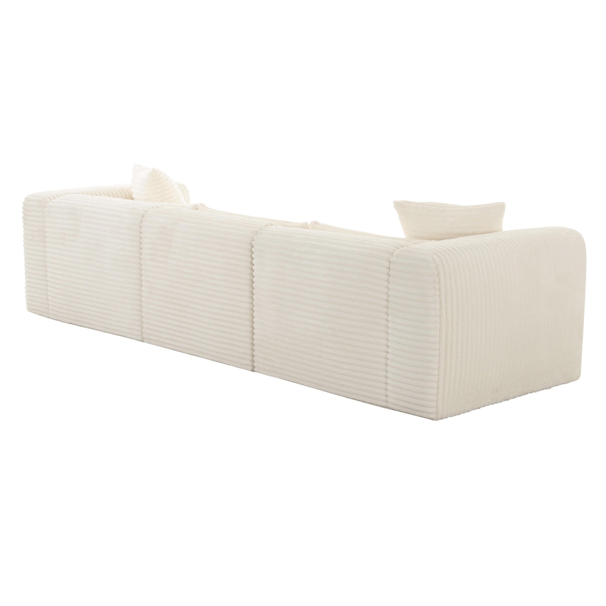 Tarra Fluffy Oversized Cream Corduroy Modular Sofa Sofas & Loveseats| TOV