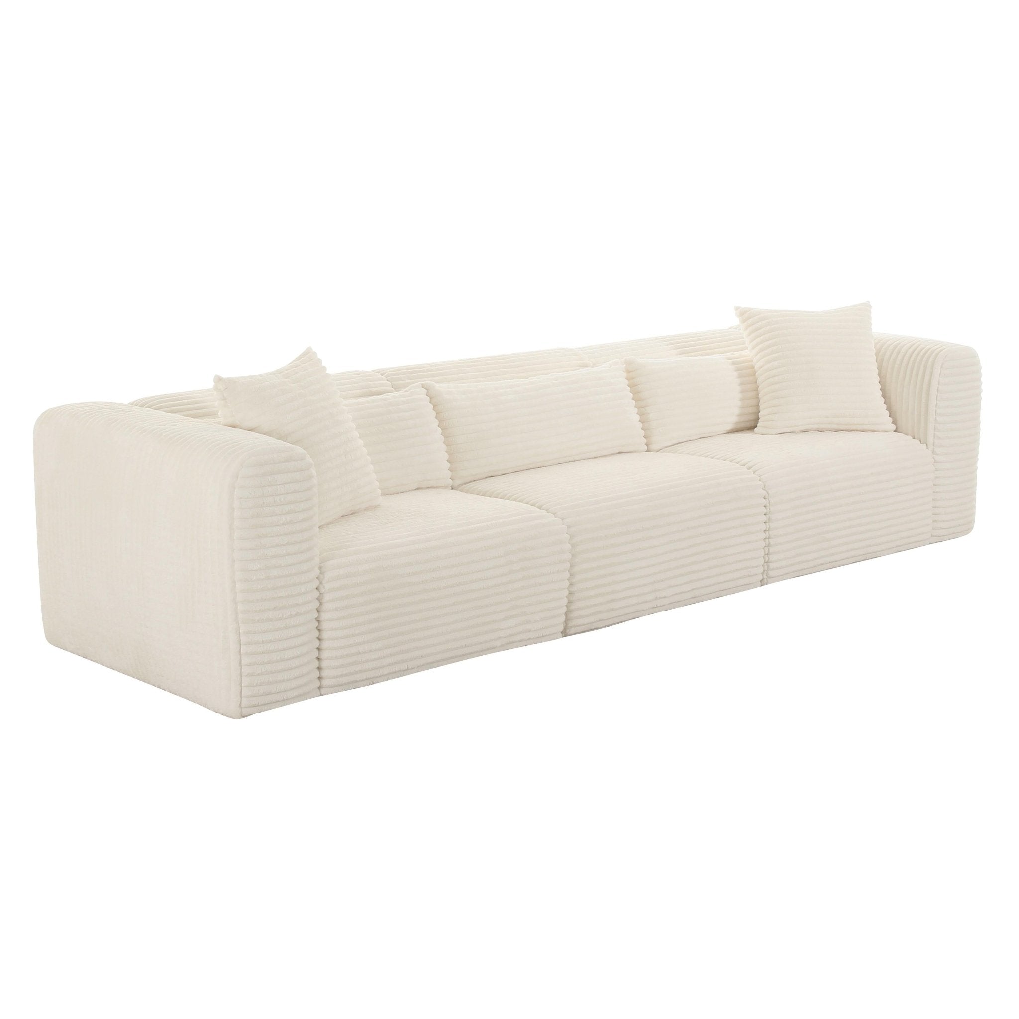 Tarra Fluffy Oversized Cream Corduroy Modular Sofa Sofas & Loveseats| TOV