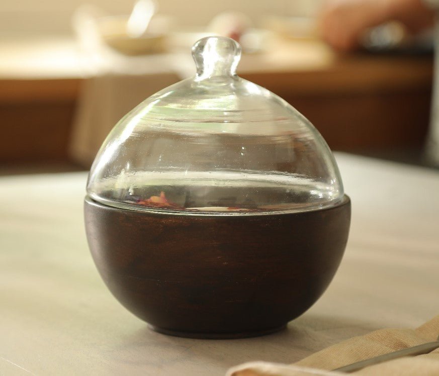 Tashi Glass Cloche With Wooden Bowl Tray| Roots Furniture