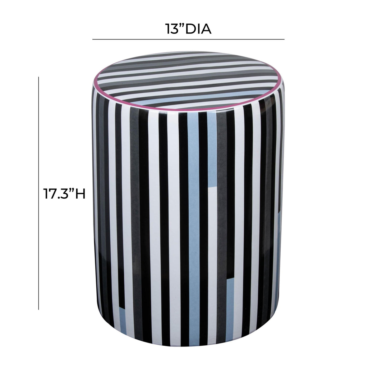 Taurus Ceramic Stool in Modern Stripes Print Stools| TOV