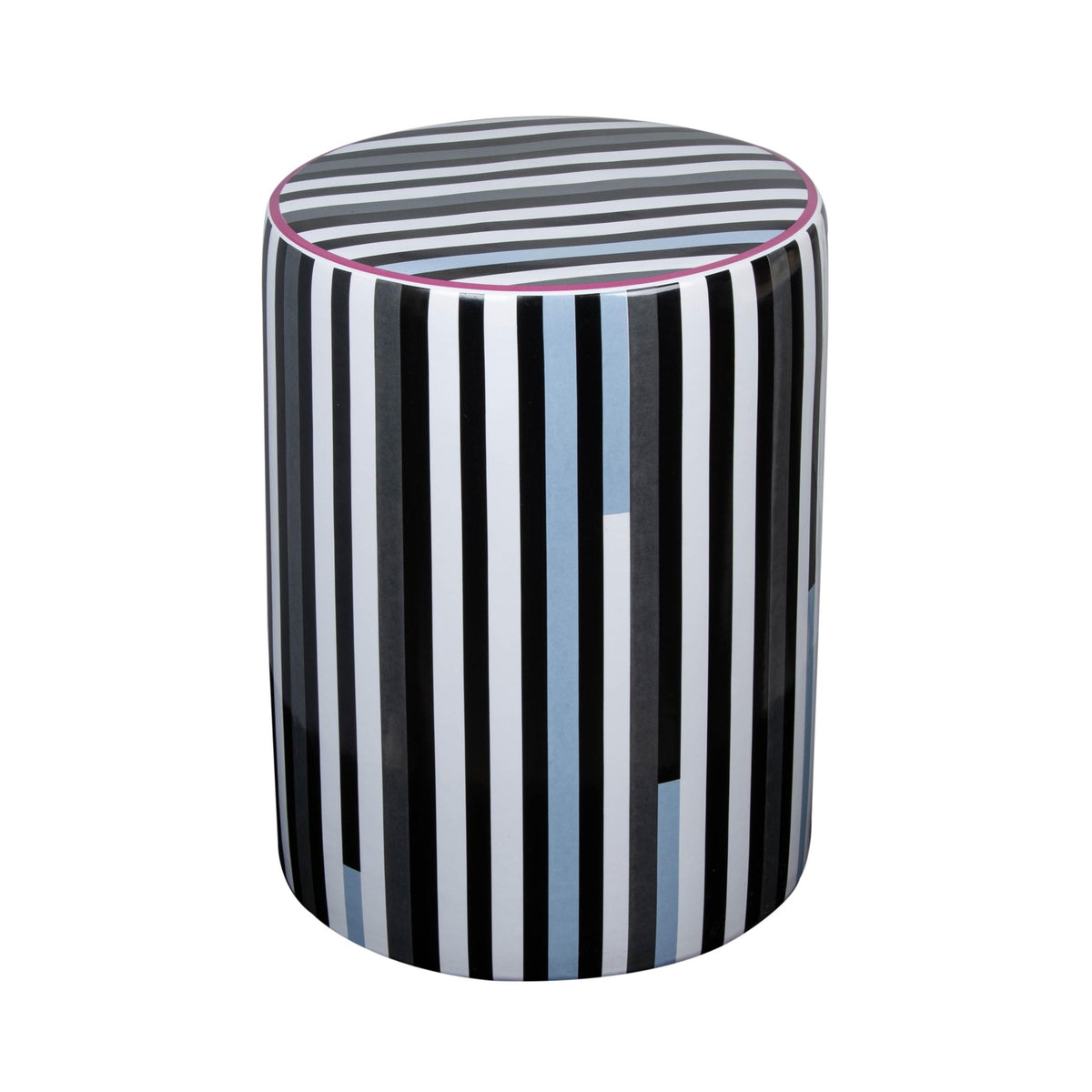 Taurus Ceramic Stool in Modern Stripes Print Stools| TOV