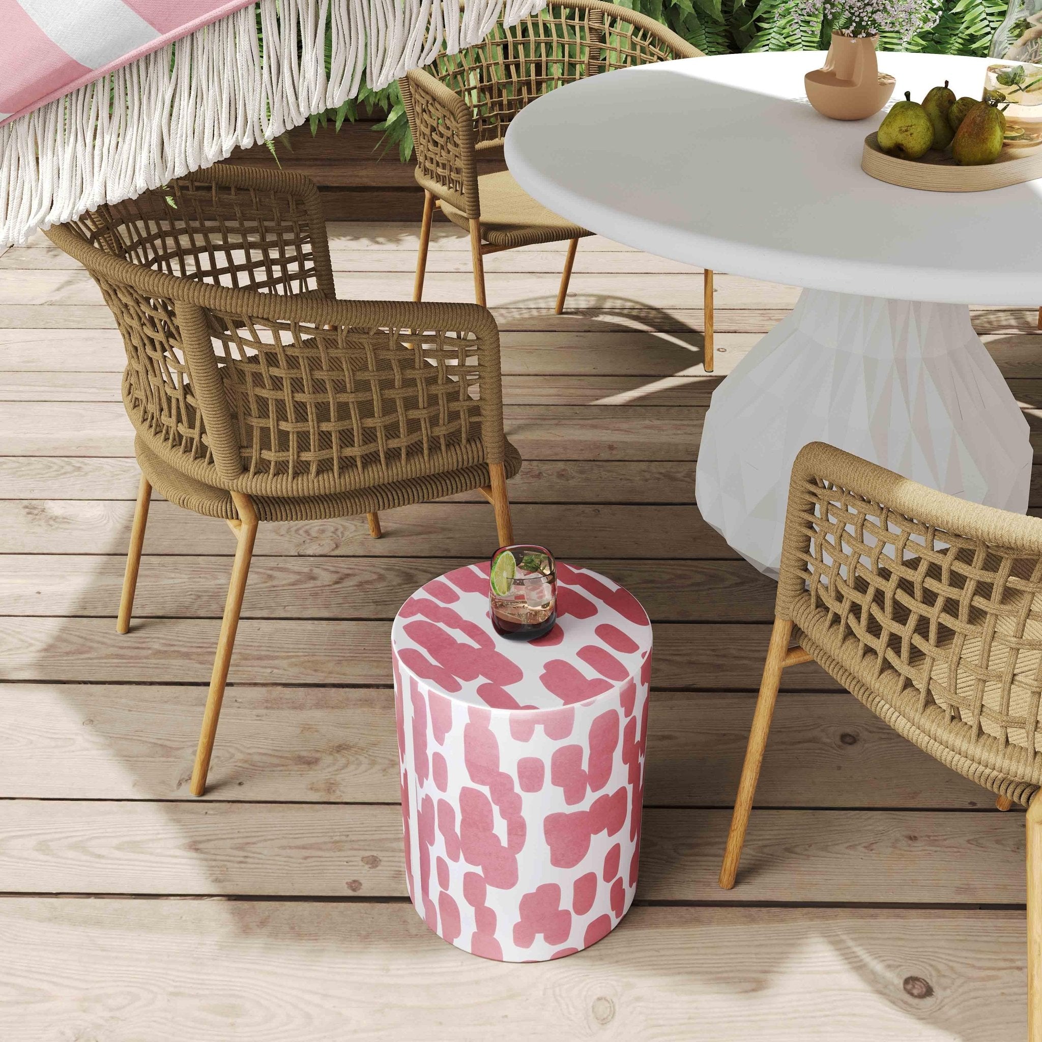 Taurus Ceramic Stool in Pink Strokes Print Stools| TOV