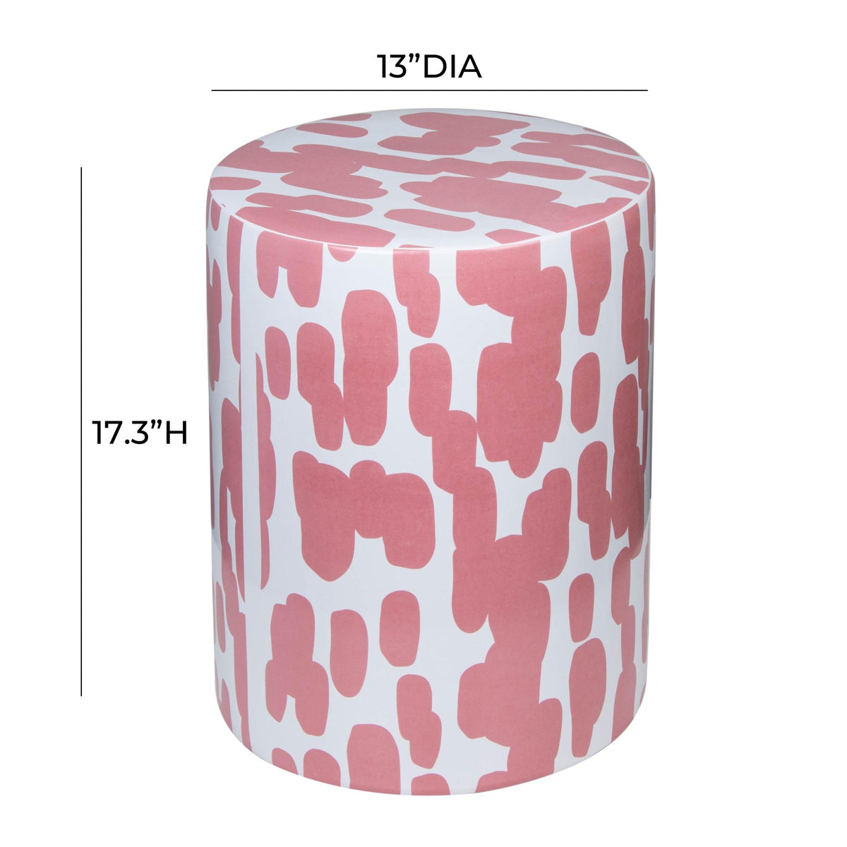 Taurus Ceramic Stool in Pink Strokes Print Stools| TOV