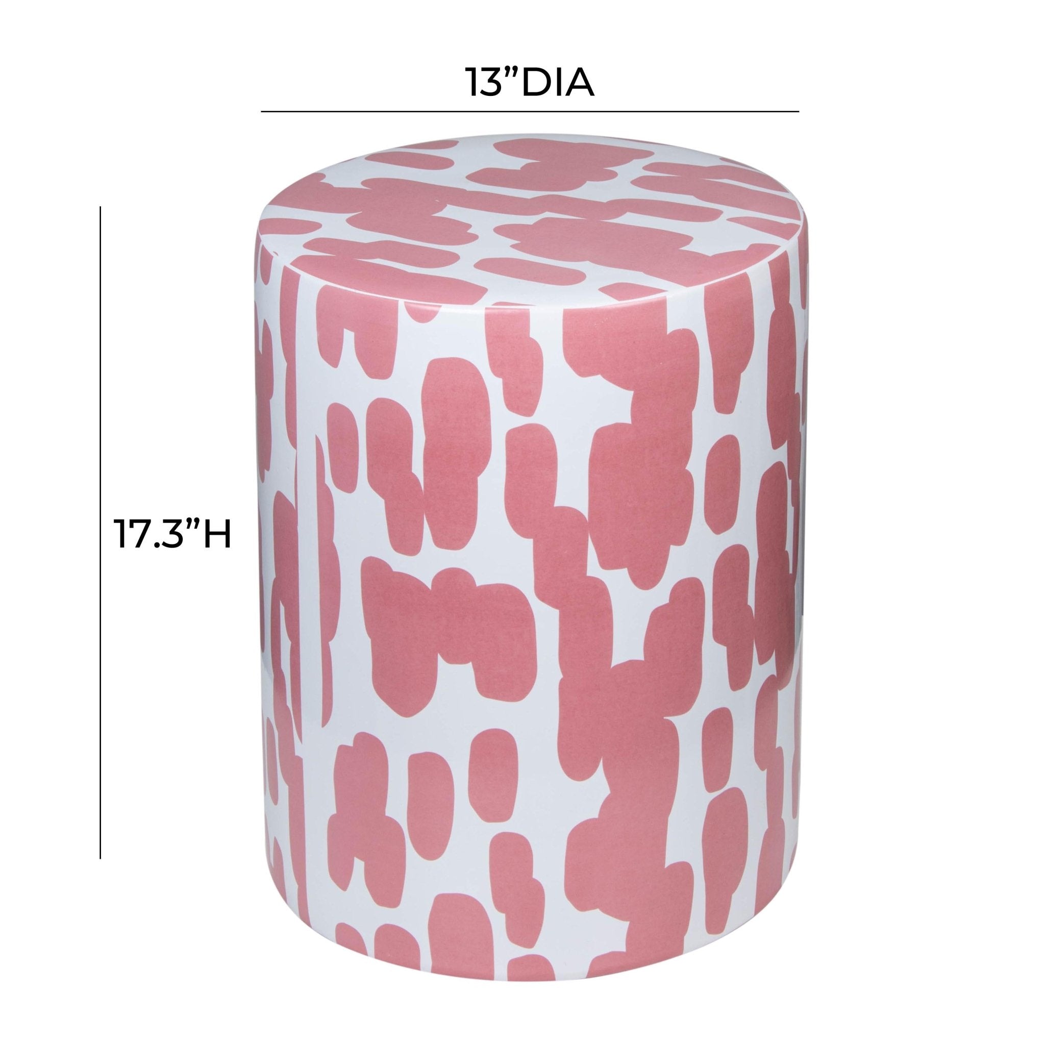 Taurus Ceramic Stool in Pink Strokes Print Stools| TOV