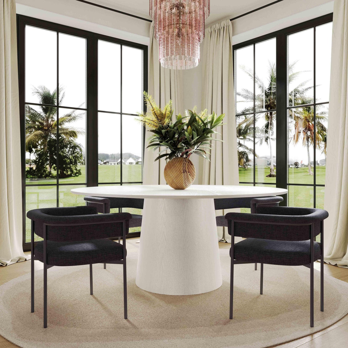 Taylor Black Performance Linen Dining Chair Dining Chairs| TOV