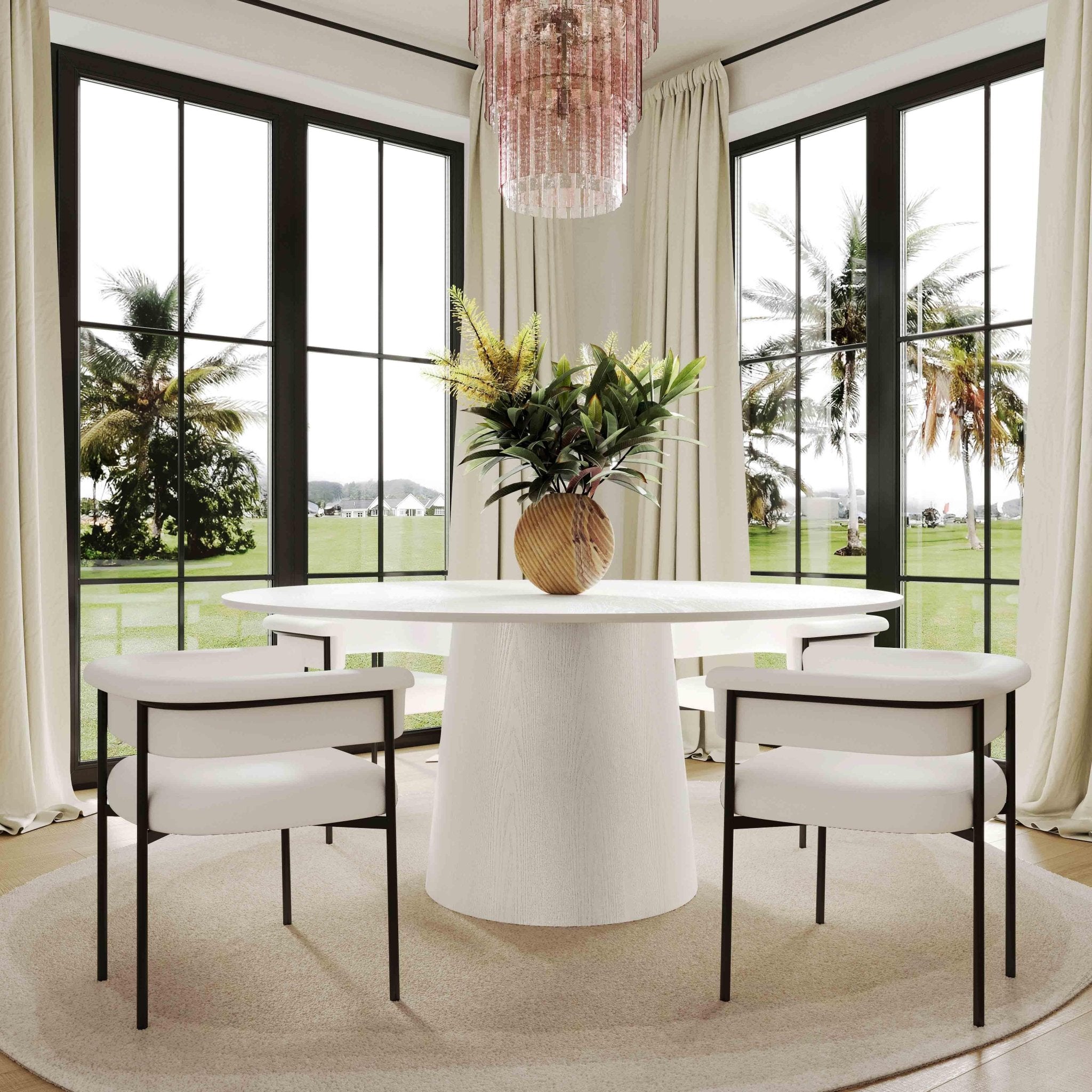 Taylor Cream Performance Linen Dining Chair Dining Chairs| TOV