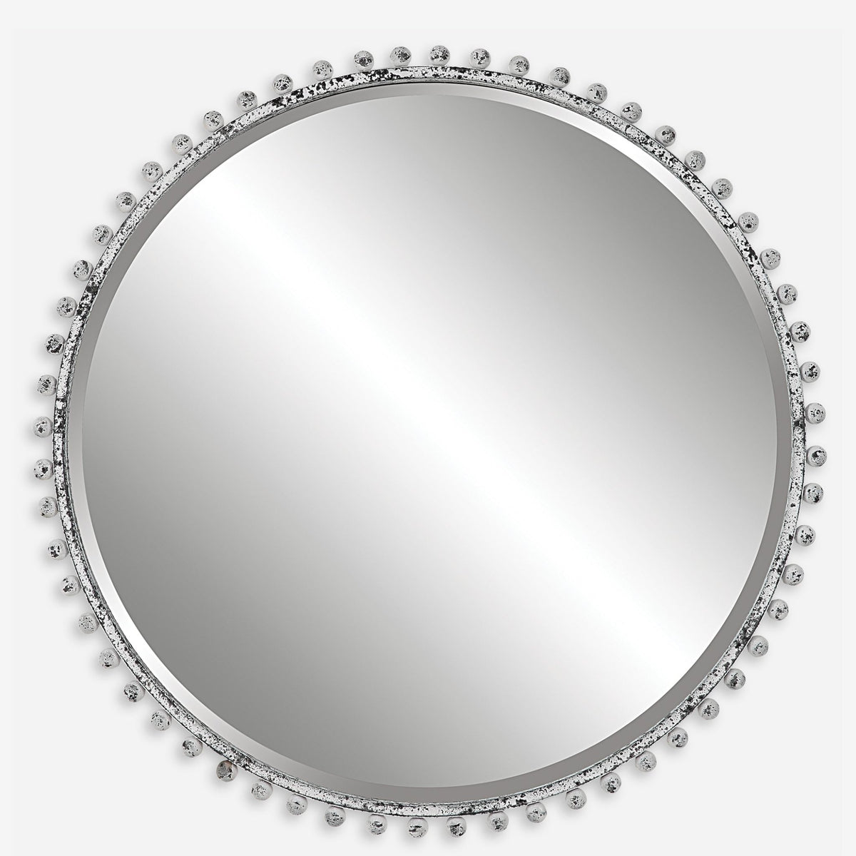 Taza Round Mirror, Antique White Mirrors| Uttermost