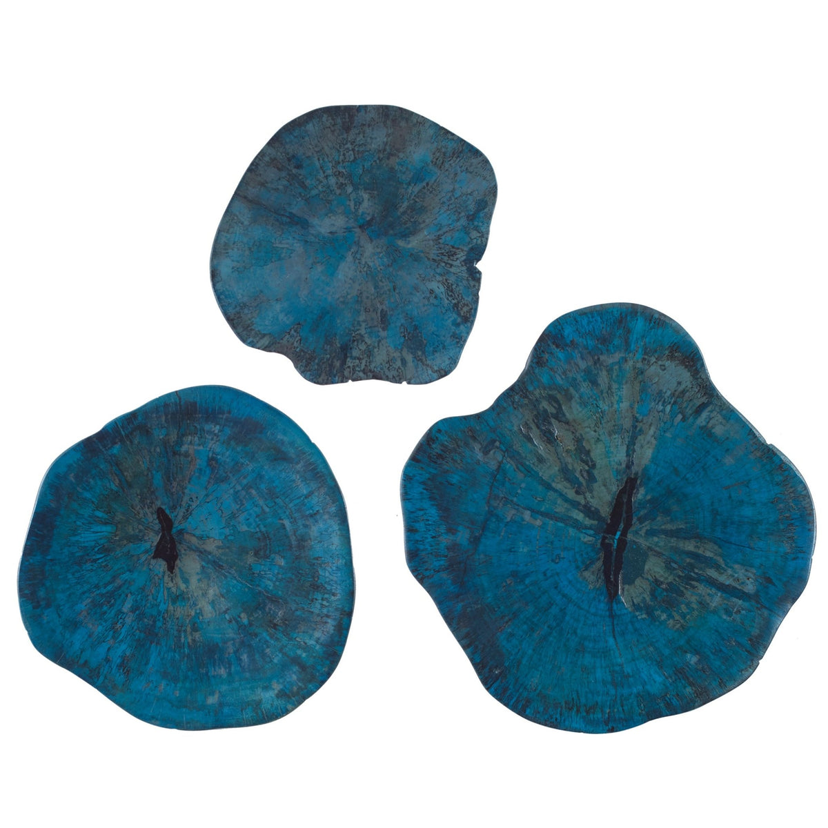 Tazo Wood Wall Decor, Blue, S/3 Table Decors| Uttermost