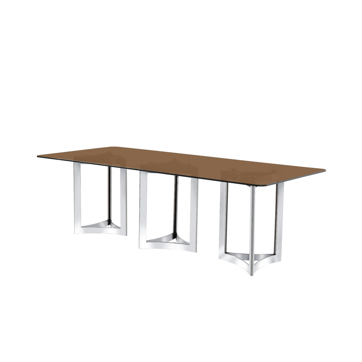 Alexa Dining Table Silver Base and 295 CM Gold Glass
