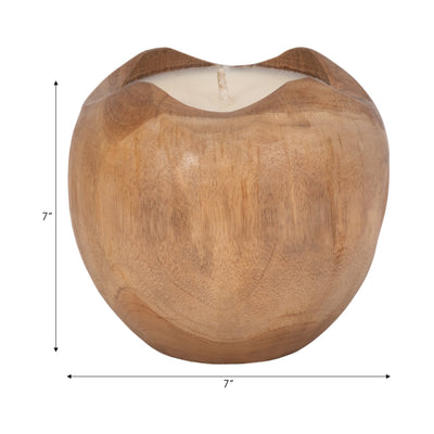 Teak, 8" Round Candle, Natural - Al Rugaib Furniture