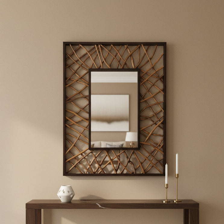 Teak Maze Rectangle Mirror Mirrors| Uttermost
