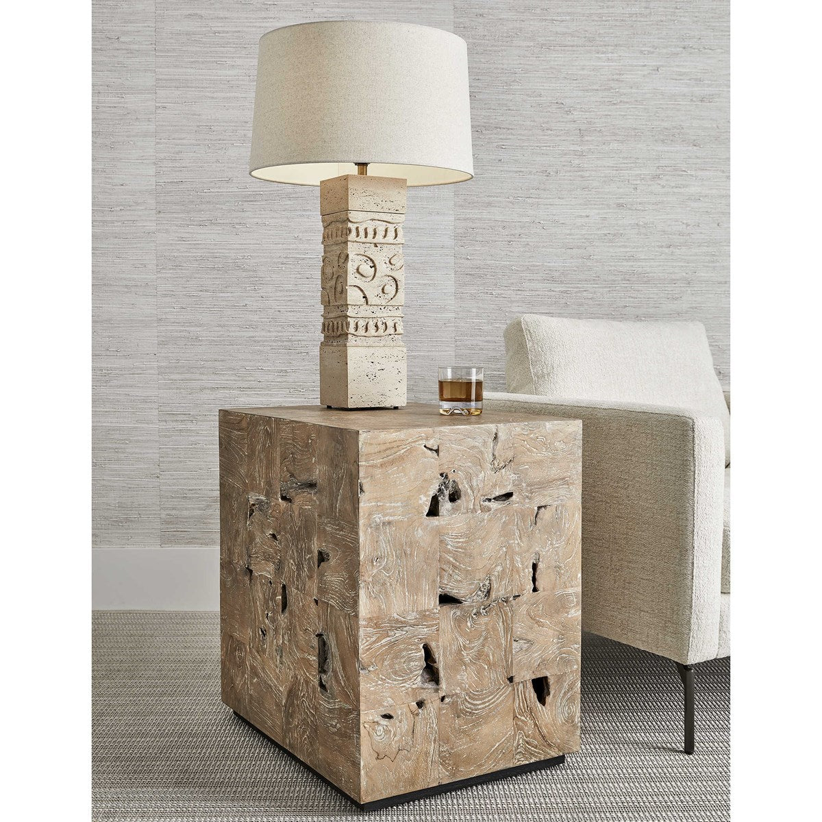 TEAK TAC TOE END TABLE - LIGHT Tray| Uttermost
