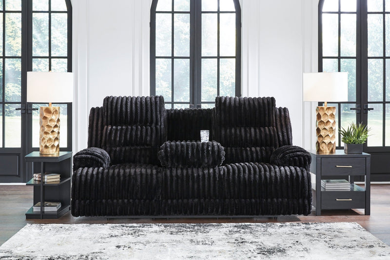 Technique Power Reclining Sofa with Drop Down Table - Al Rugaib Furniture